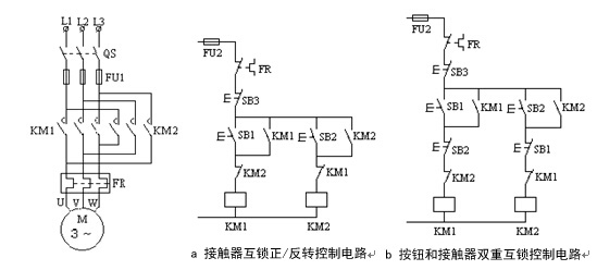 按鈕和接觸器雙重互鎖控制電路